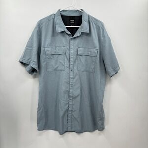 Prana Mens XL Blue Short Sleeve Button Up Shirt Casual Work‎ Utility